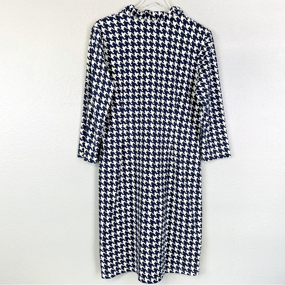 J McLaughlin Durham Catalina Cloth Ruffle Neck Houndstooth Dress Size L - Picture 3 of 6